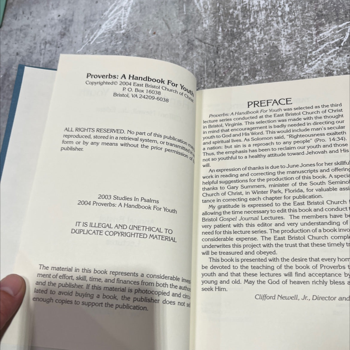 proverbs: a handbook for youth book, by clifford newell, jr., 2004 Hardcover image 3