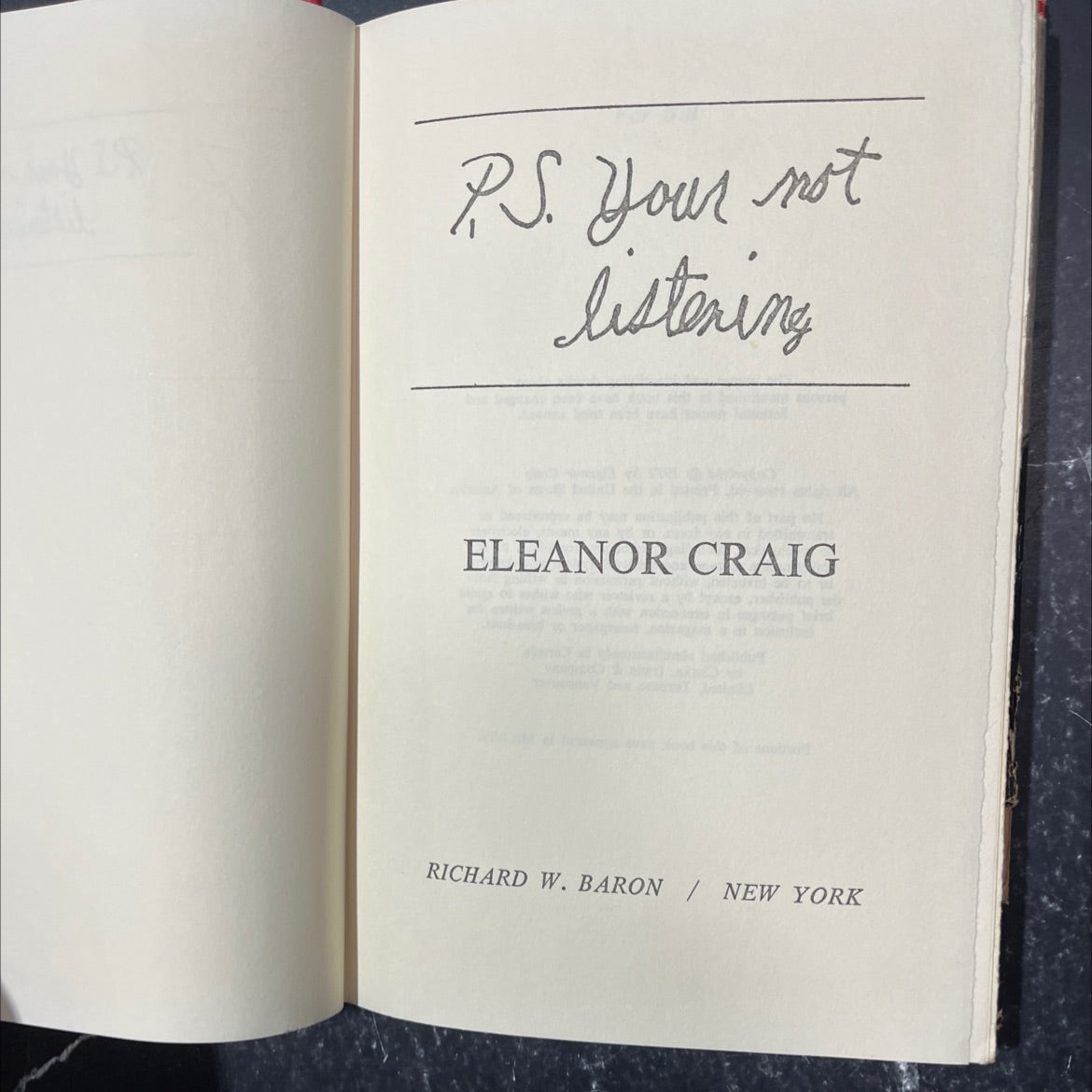 ps. you're not listening book, by eleanor craig, 1972 Hardcover image 2