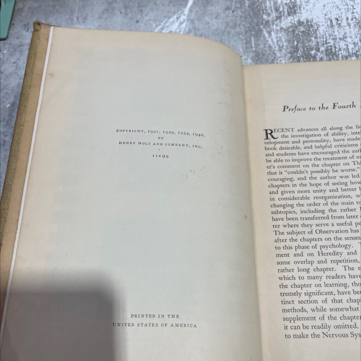 psychology fourth edition book, by Robert S. Woodworth, 1940 Hardcover image 3