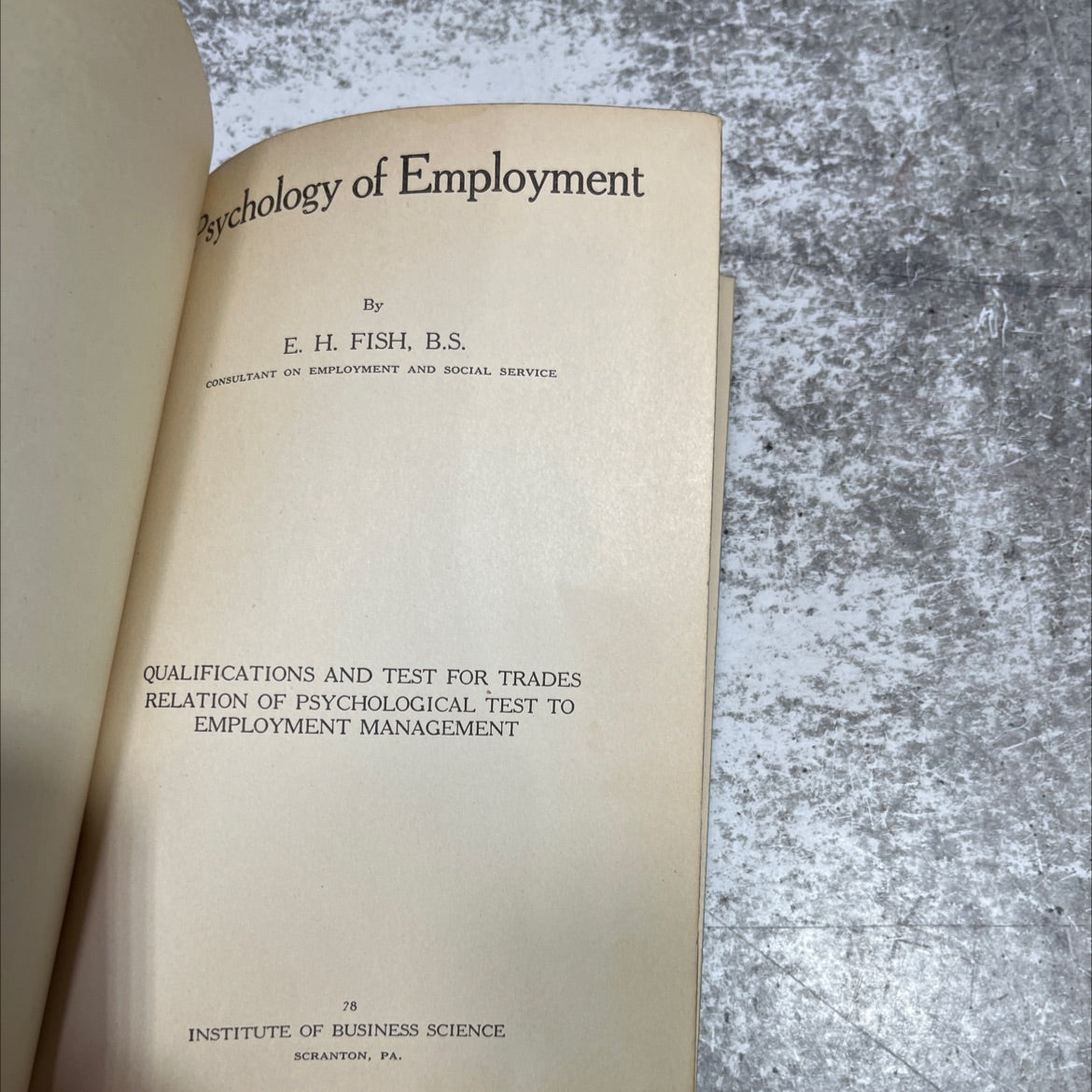 psychology of employment book, by e. h. fish, 1922 Hardcover image 2