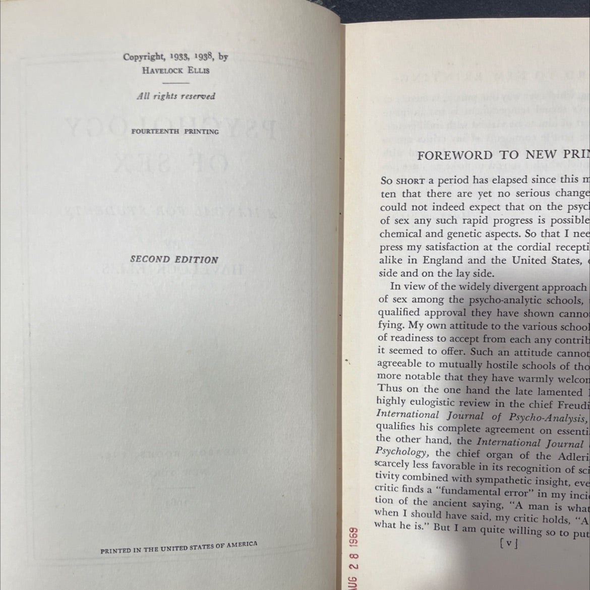 psychology of sex a manual for students book, by havelock ellis, 1964 Hardcover, Vintage image 3