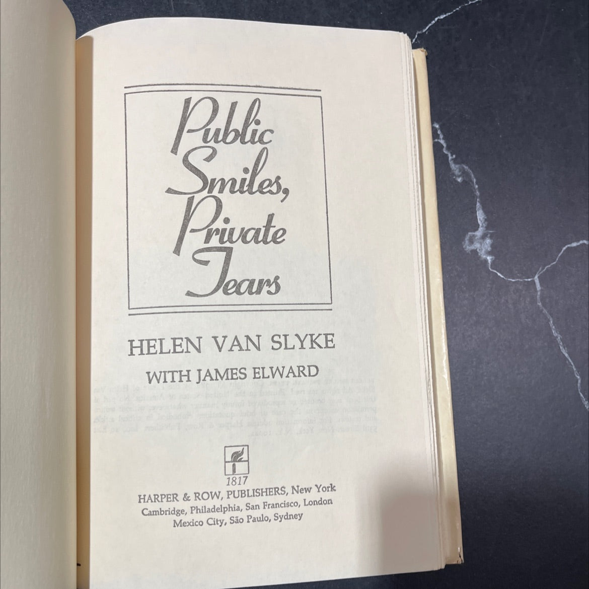 public smiles, private tears book, by helen van slyke with james elward, 1982 Hardcover image 2