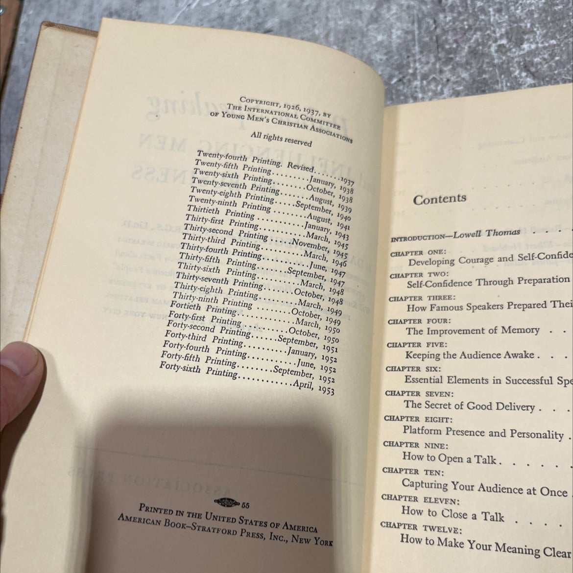public speaking and influencing men in business book, by dale carnegie, 1938 Hardcover image 3