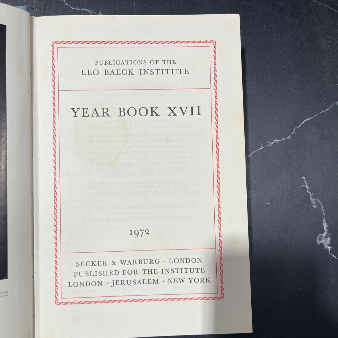 publications of the leo baeck institute year book xvii book, by robert weltsch, 1972 Hardcover image 2