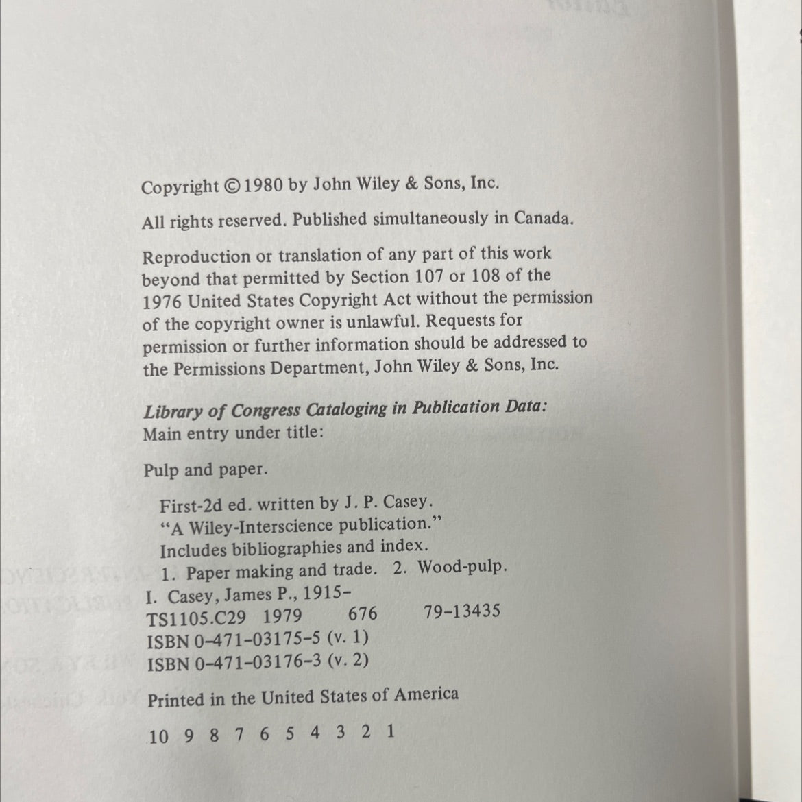 pulp and paper chemistry and chemical technology third edition volume ii book, by james p. casey, 1980 Hardcover image 3