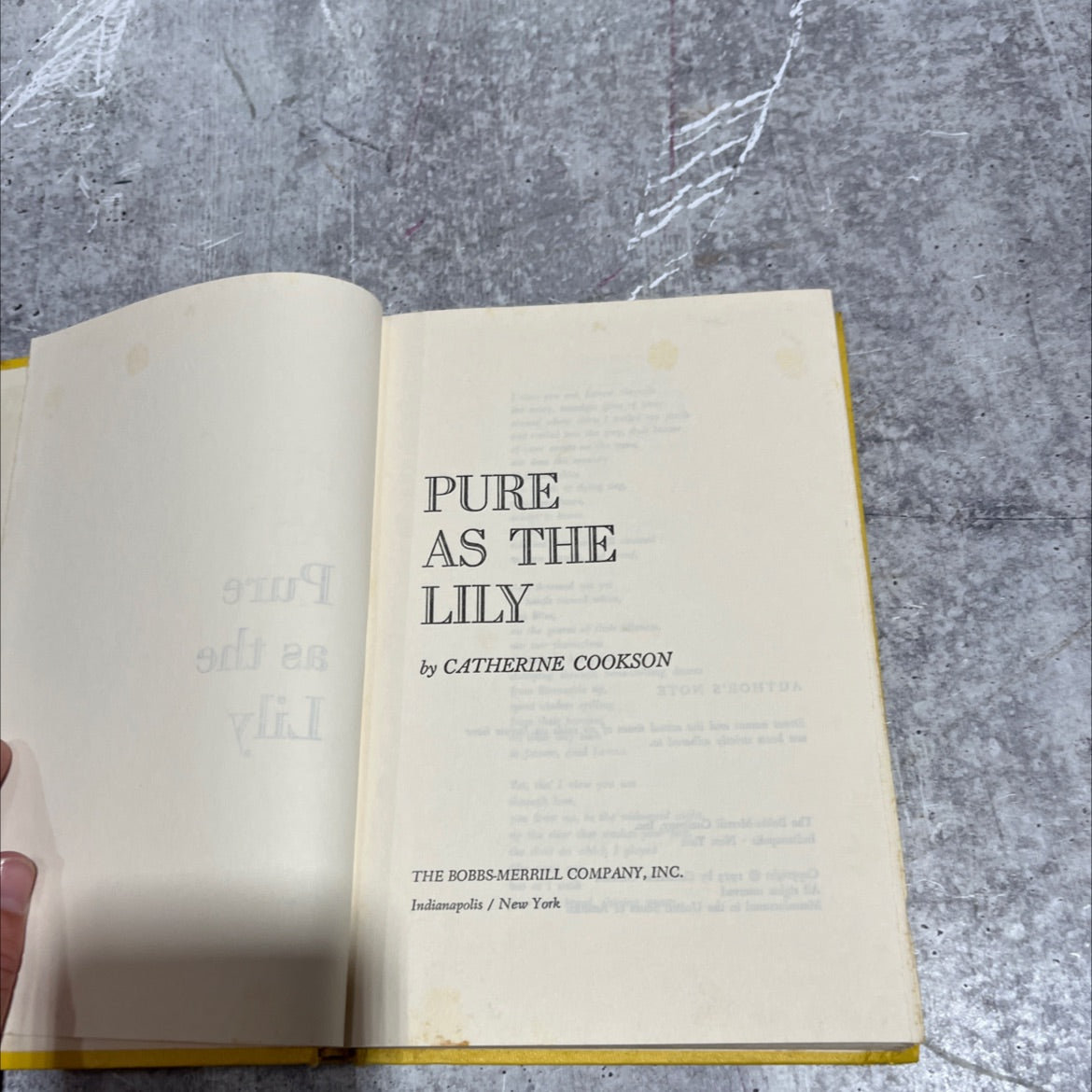 pure as the lily book, by catherine cookson, 1973 Hardcover image 2