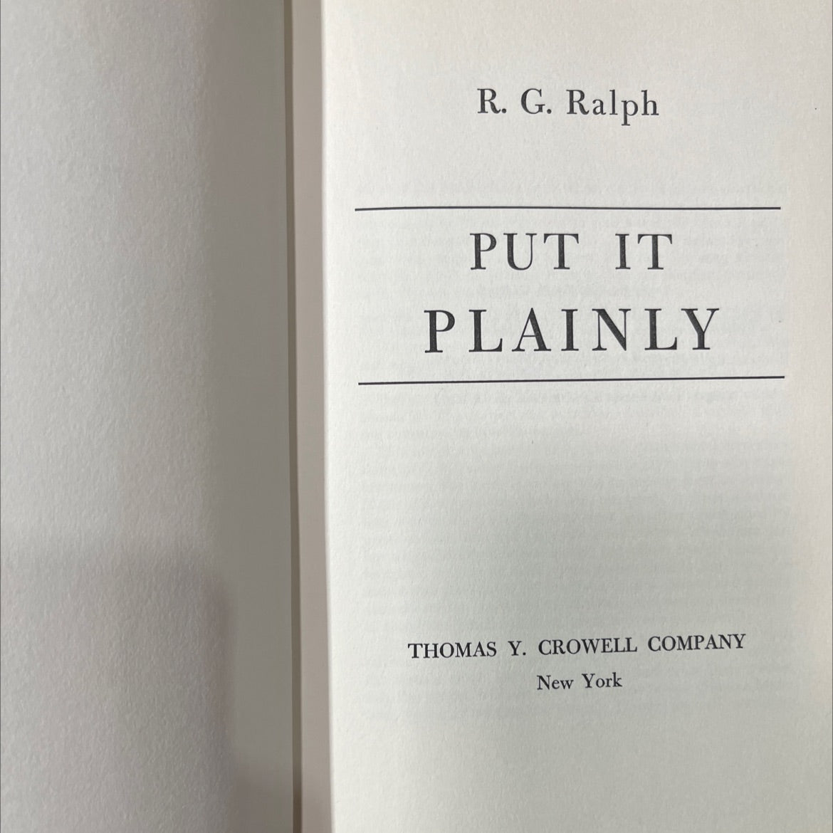 put it plainly book, by r. g. ralph, 1952 Hardcover image 2