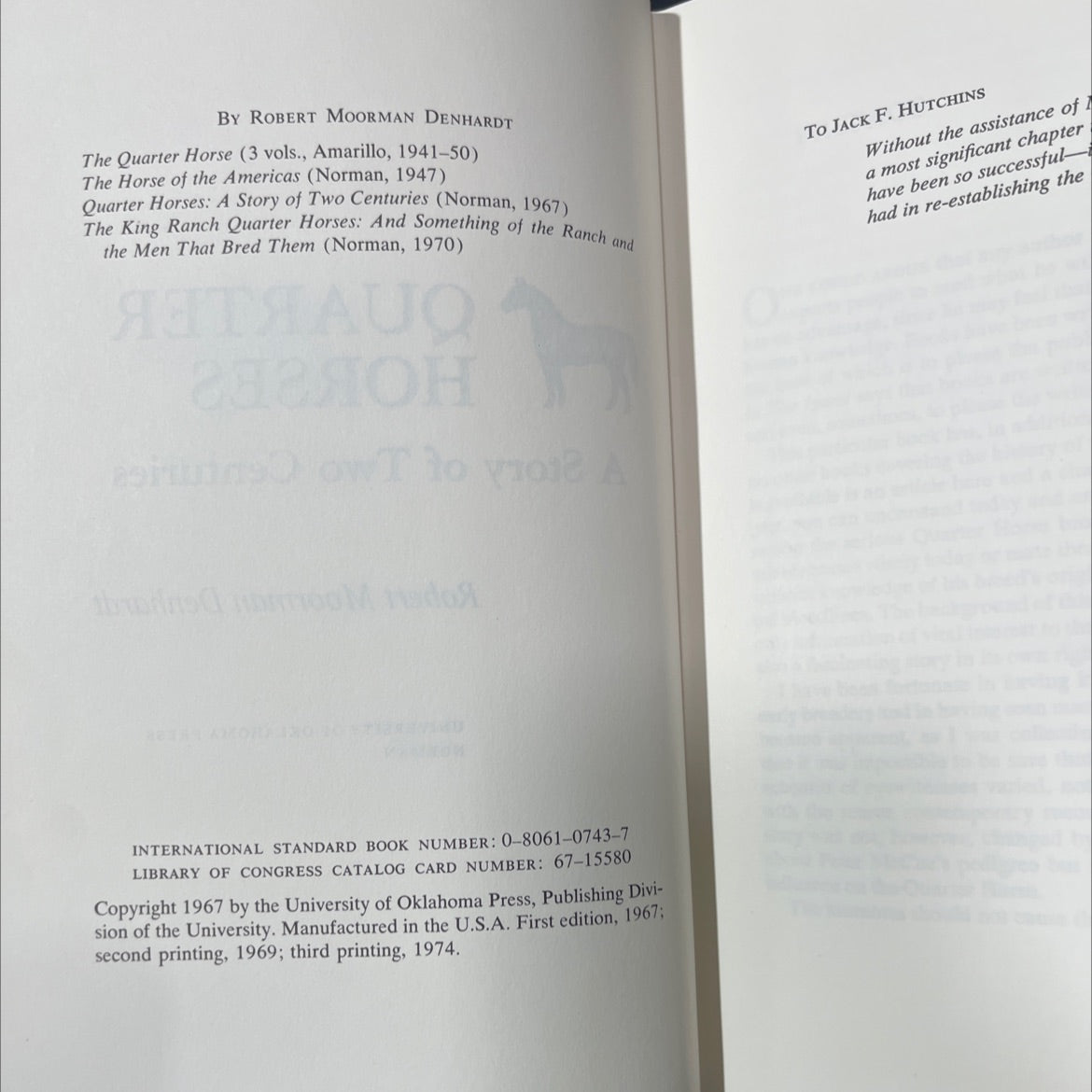 quarter horses a story of two centuries book, by robert moorman denhardt, 1970 Hardcover image 3
