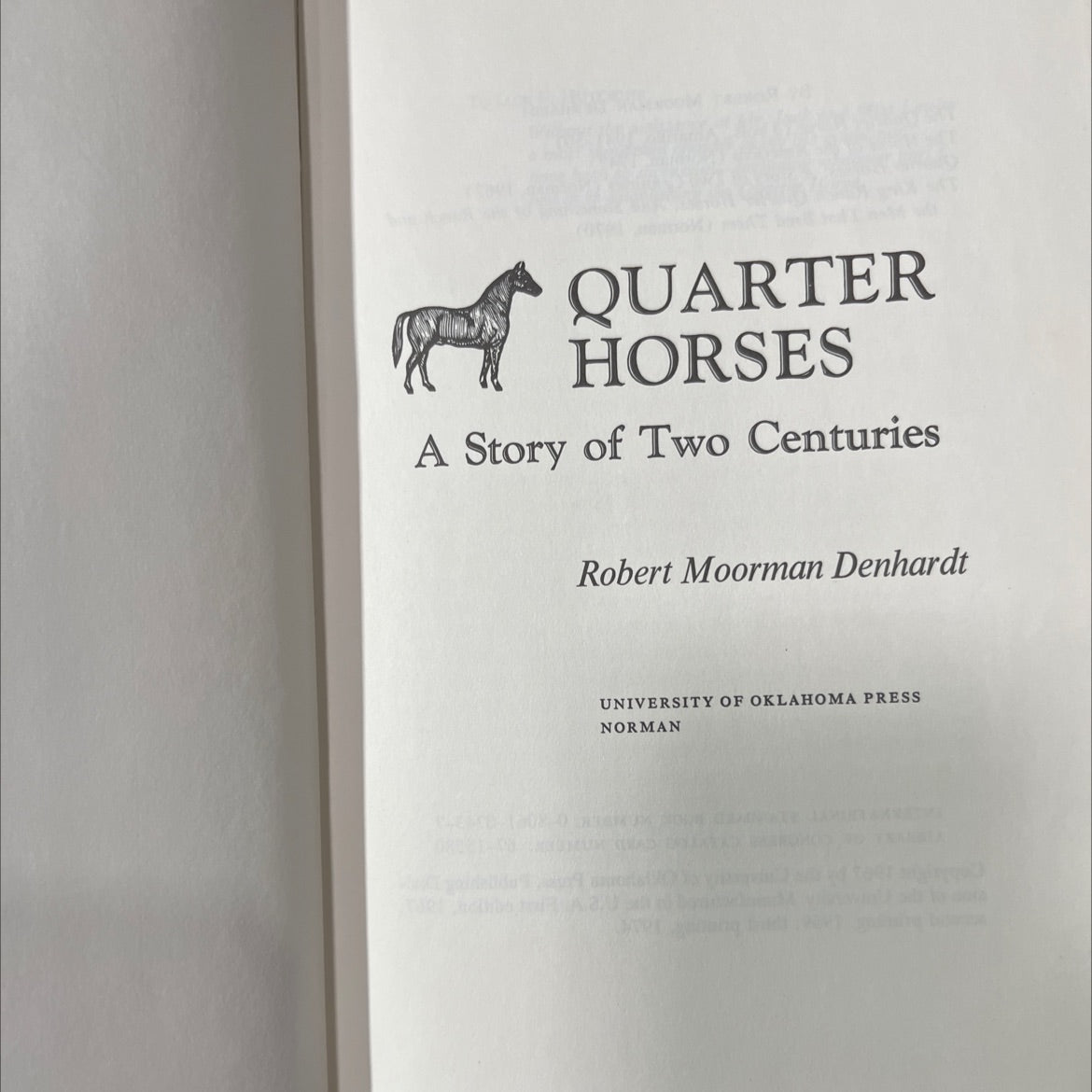 quarter horses a story of two centuries book, by robert moorman denhardt, 1970 Hardcover image 2