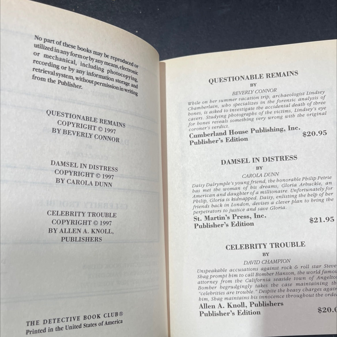 questionable remains book, by beverly connor, 1997 Hardcover image 3