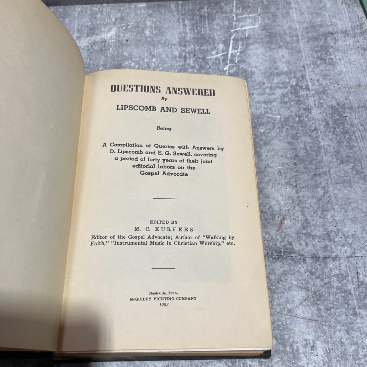 questions answered book, by lipscomb and sewell, 1952 Hardcover image 2