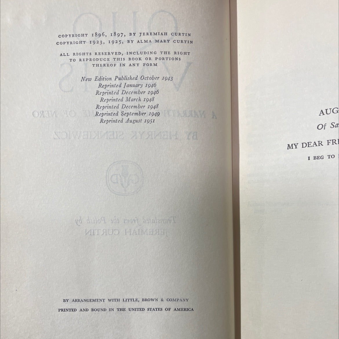 quo vadis a narrative of the time of nero book, by henryk sienkiewicz, 1946 Hardcover image 3