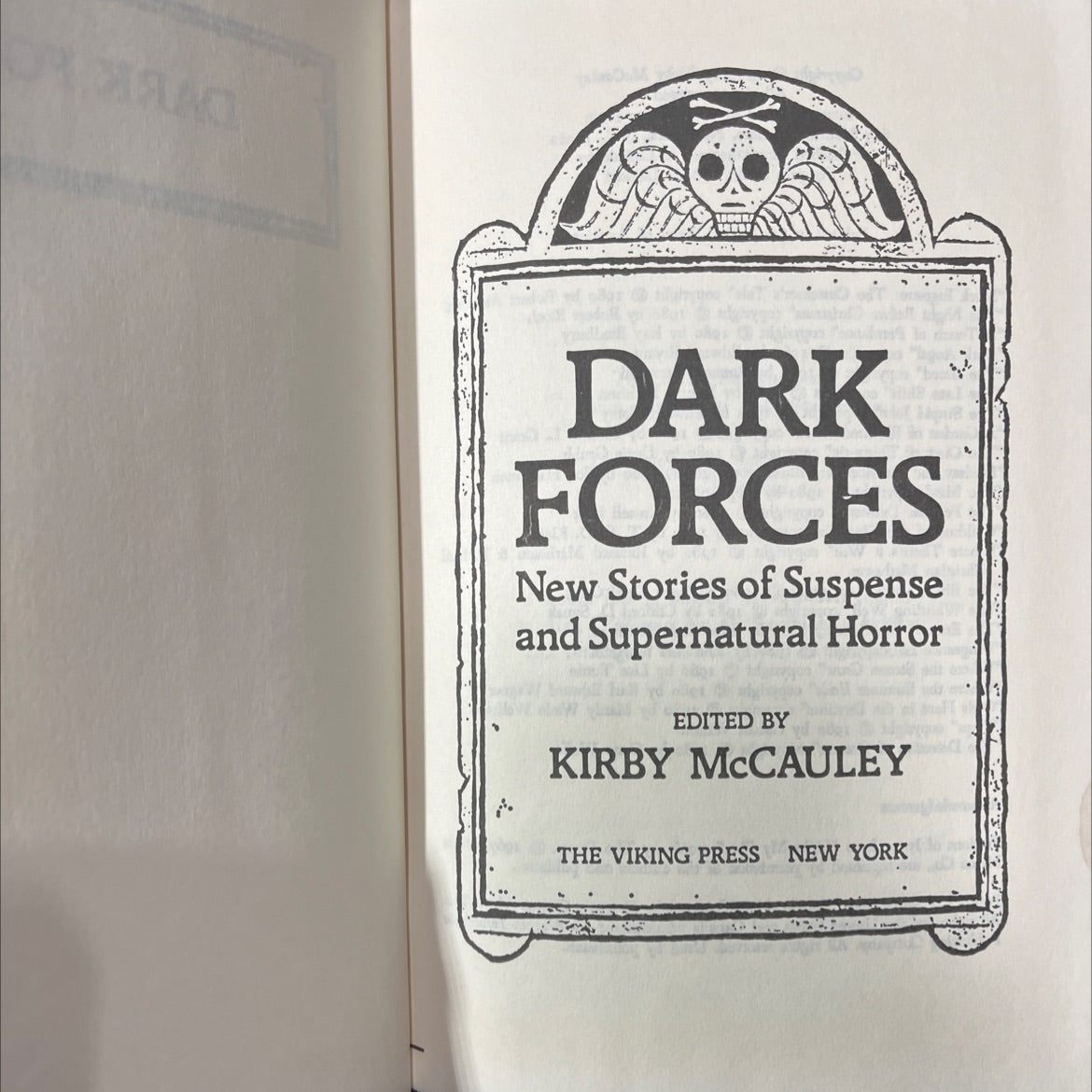 r dark forces new stories of suspense and supernatural horror book, by kirby mccauley, 1980 Hardcover image 2
