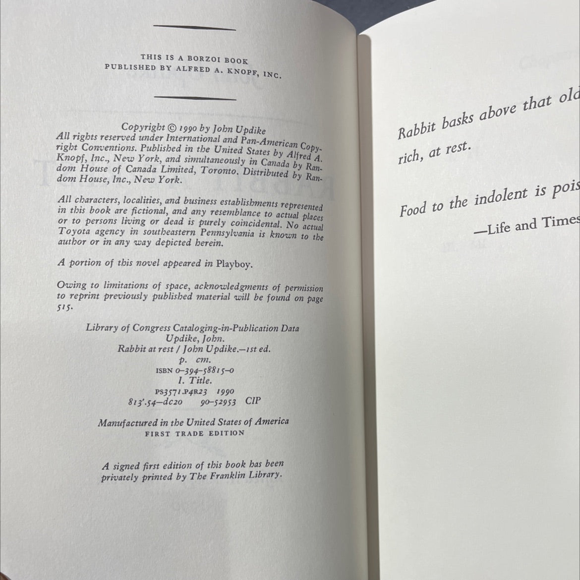 rabbit at rest book, by John Updike, 1990 Hardcover image 3