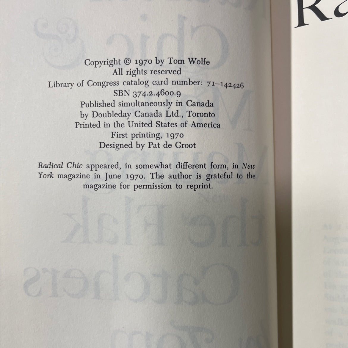 radical chic & mau-mauing the flak catchers book, by Tom Wolfe, 1970 Hardcover image 3