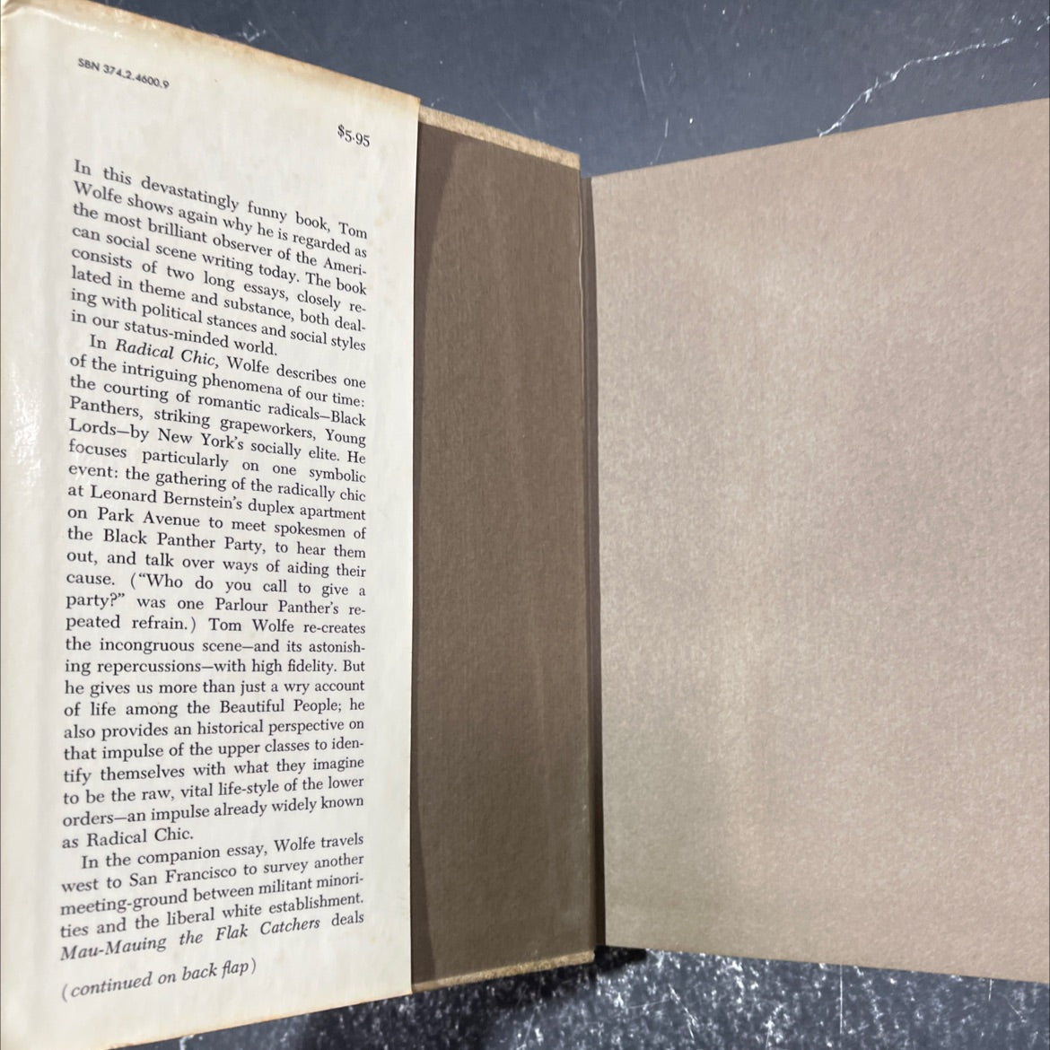 radical chic & mau-mauing the flak catchers book, by Tom Wolfe, 1970 Hardcover image 4