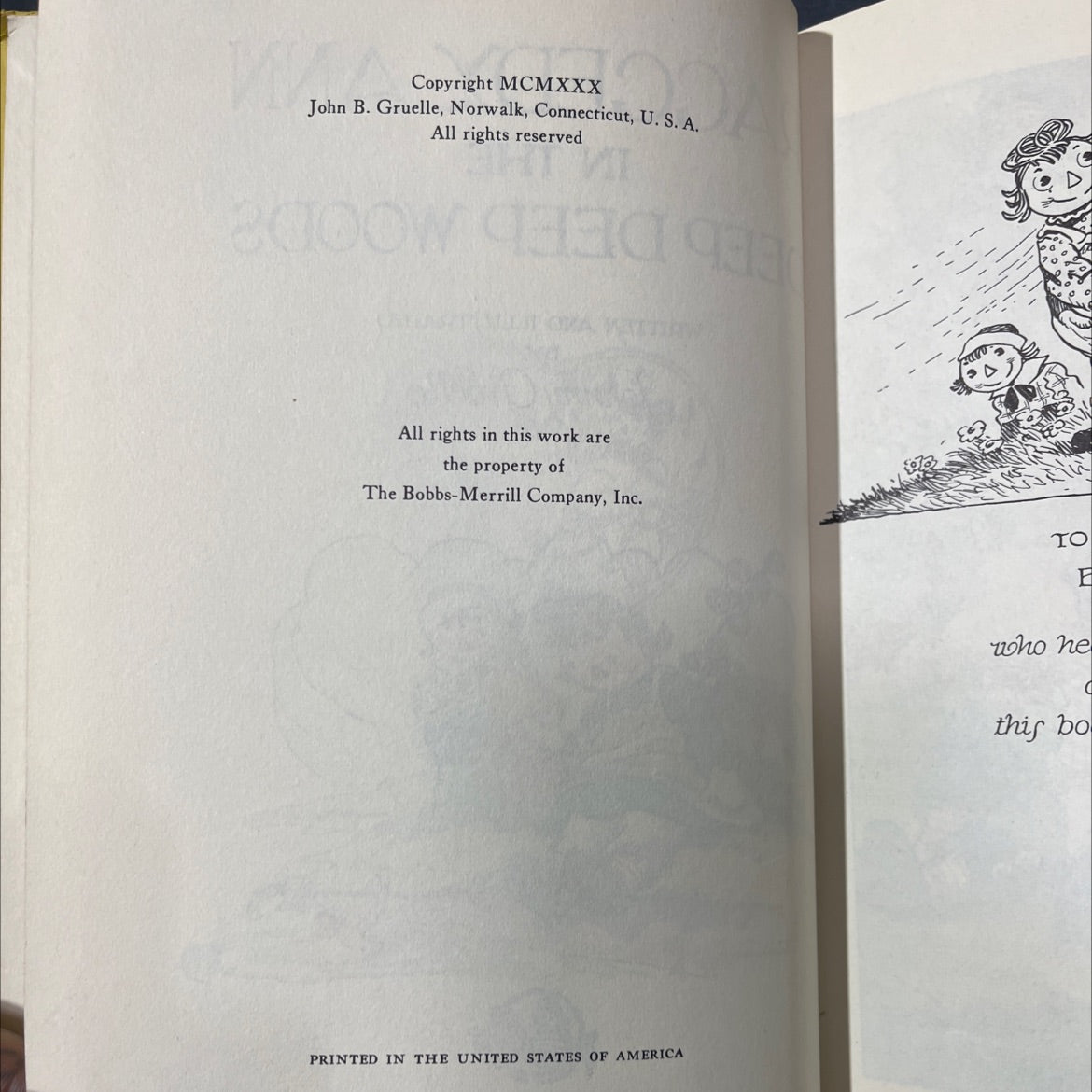 raggedy ann in the deep deep woods book, by Johnny Gruelle, 1930 Hardcover image 3