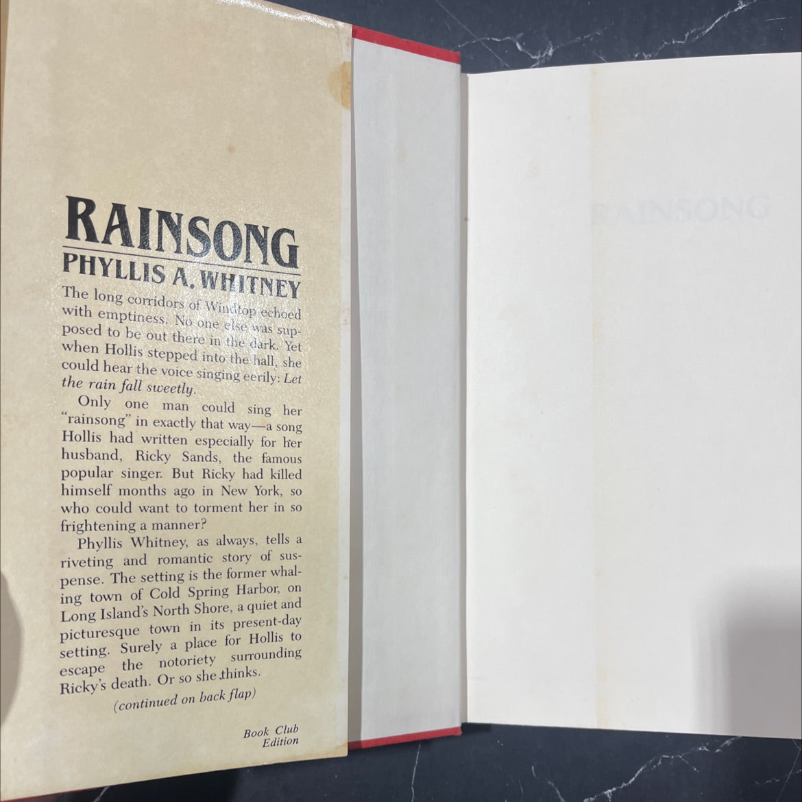 rainsong book, by phyllis a. whitney, 1984 Hardcover image 4