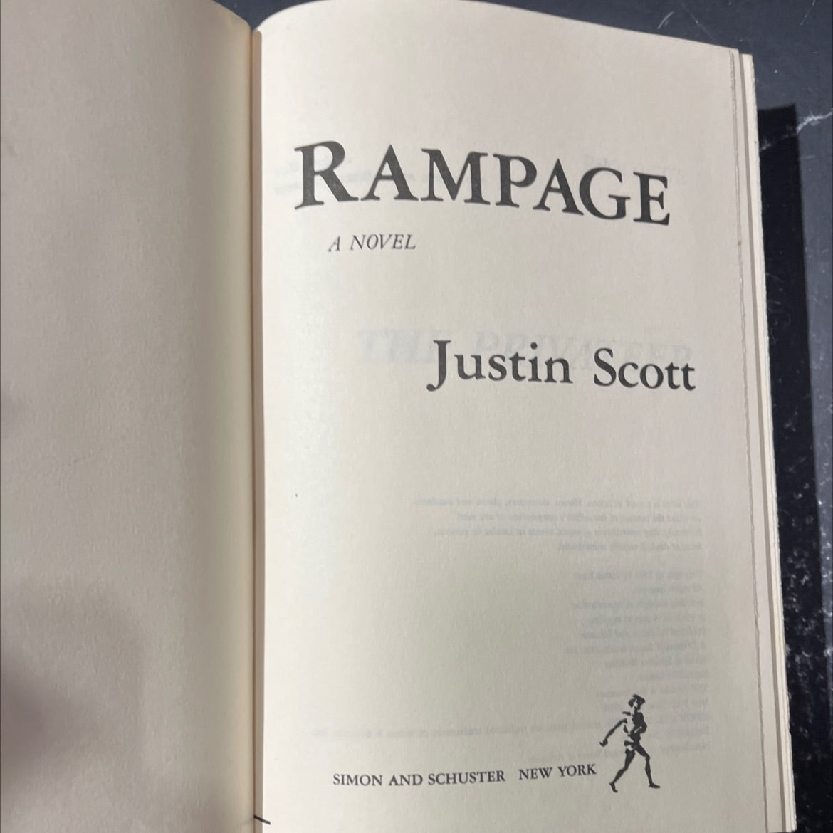 rampage book, by justin scott, 1985 Hardcover image 2