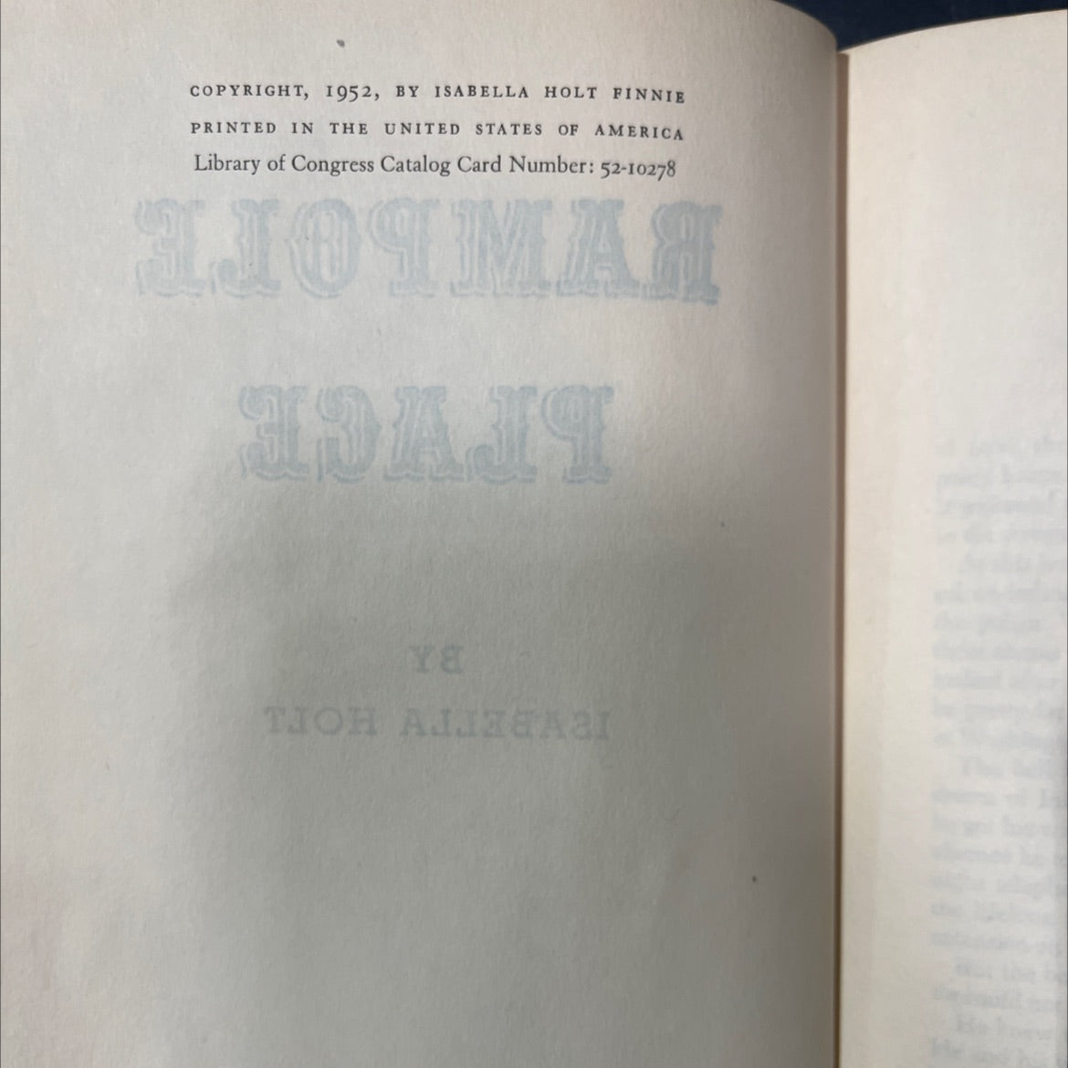 rampole place book, by isabella holt, 1952 Hardcover image 3