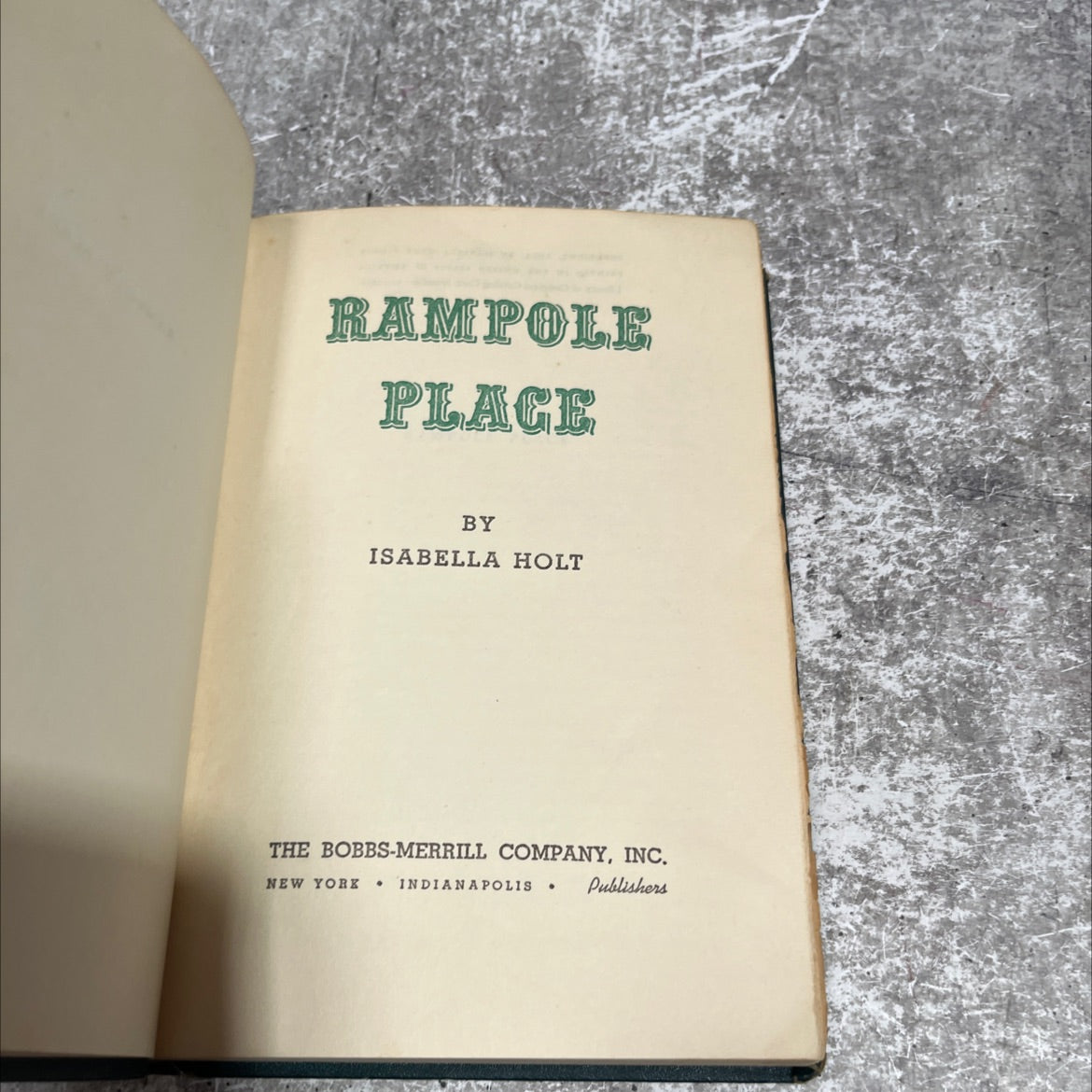 rampole place book, by isabella holt, 1952 Hardcover image 2