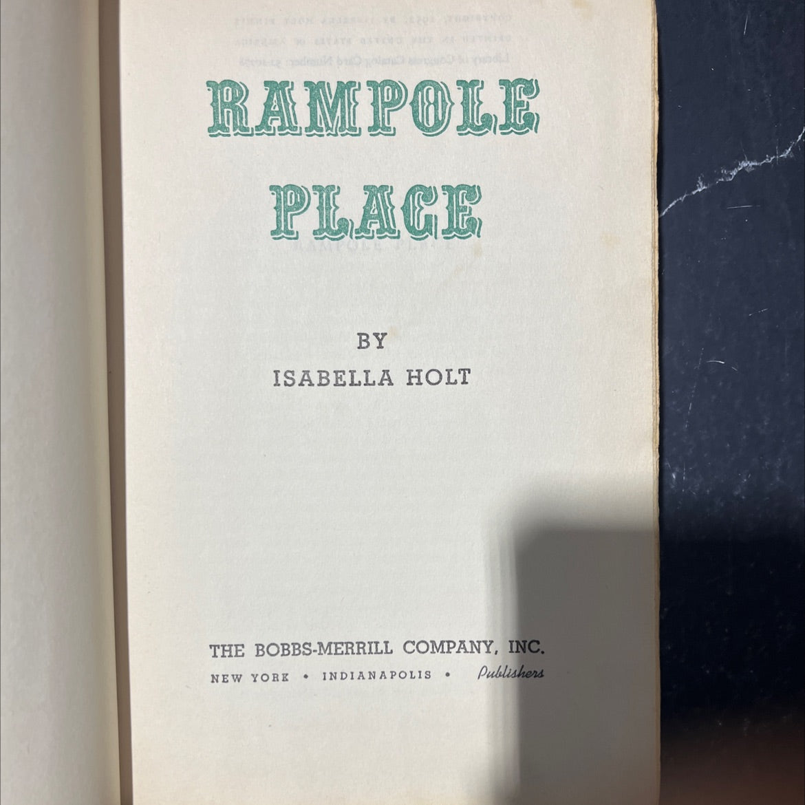 rampole place book, by isabella holt, 1952 Hardcover image 2