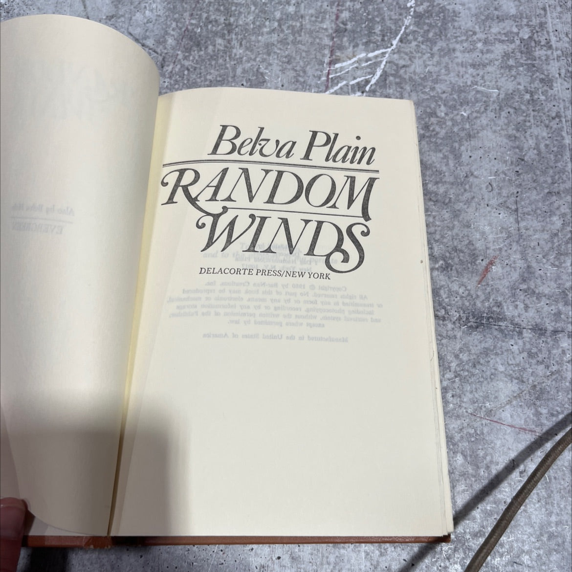 random winds book, by belva plain, 1980 Hardcover image 2