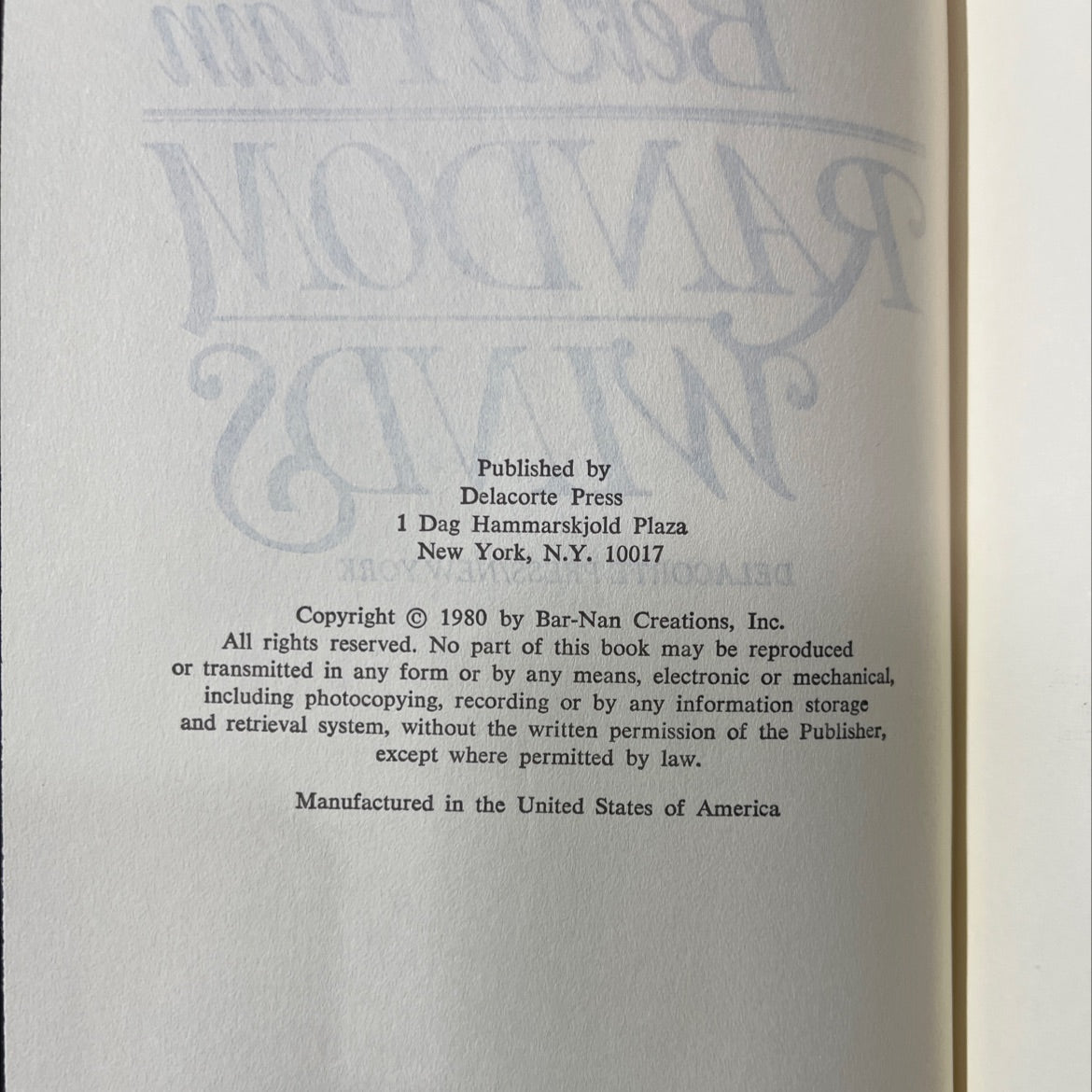random winds book, by belva plain, 1980 Hardcover image 3