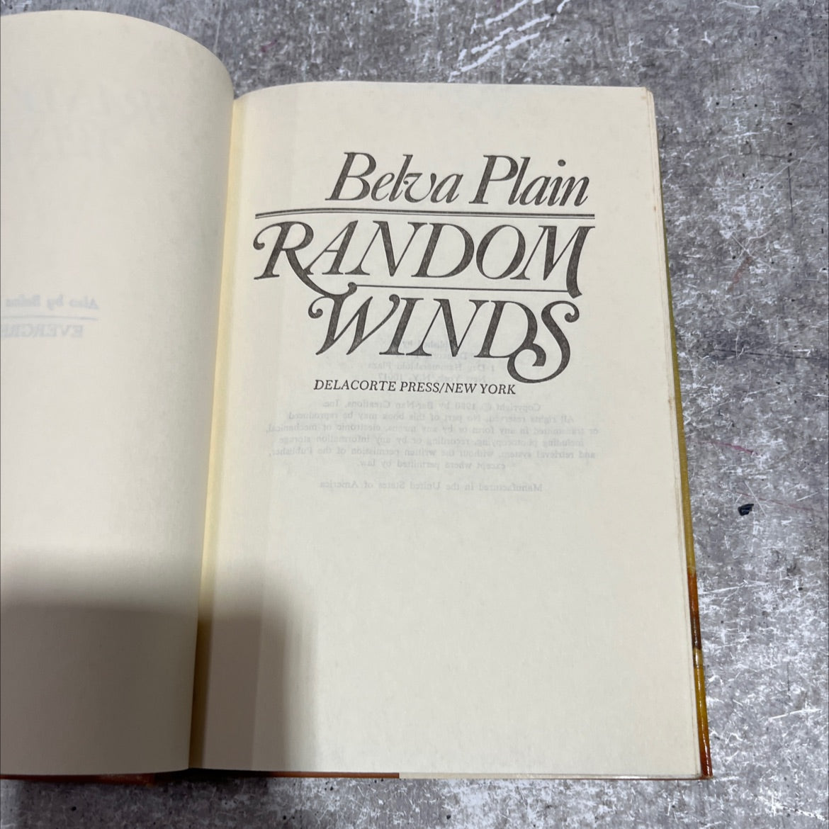 random winds book, by belva plain, 1980 Hardcover image 2