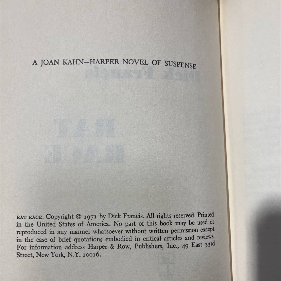 rat race book, by Dick Francis, 1971 Hardcover image 3