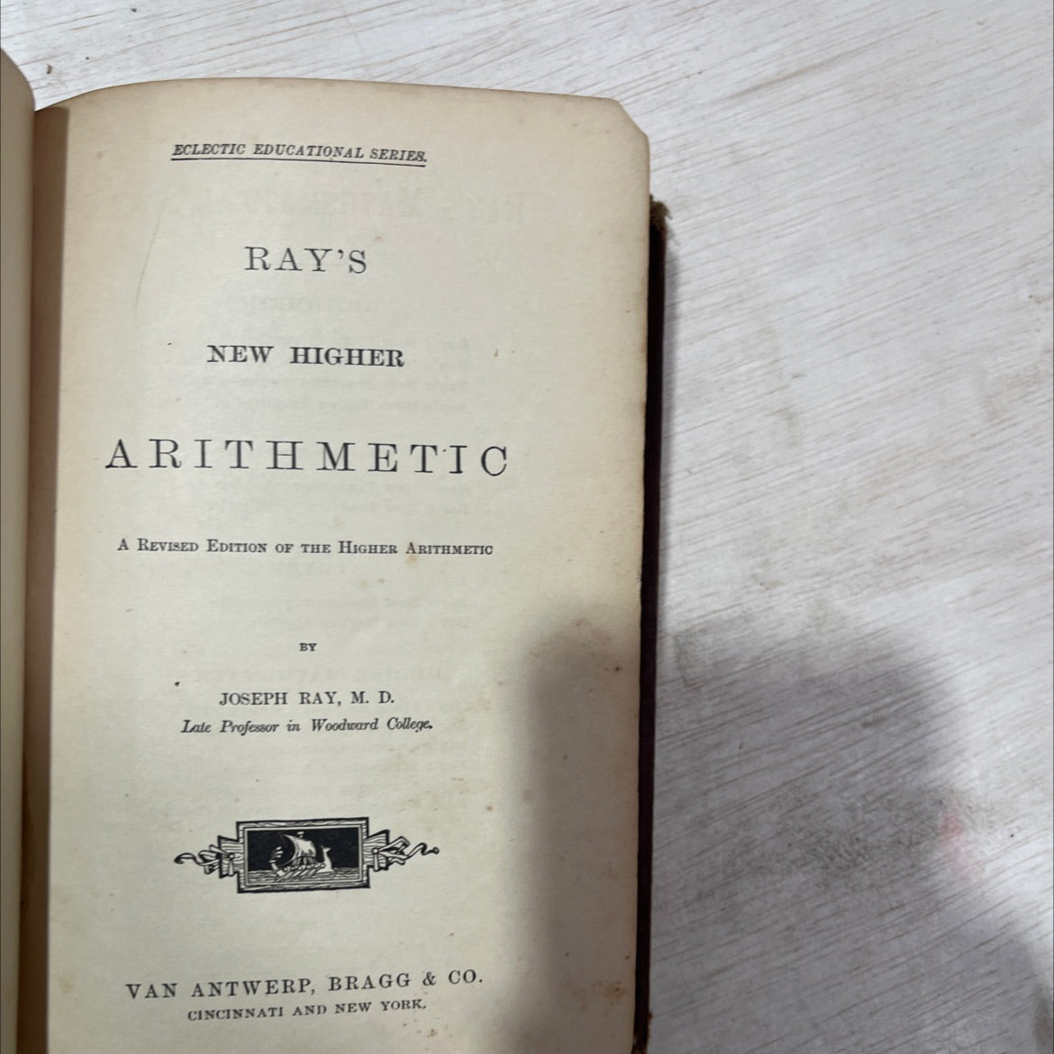 ray's new higher arithmetic book, by joseph ray, 1880 Leather, Antique image 2