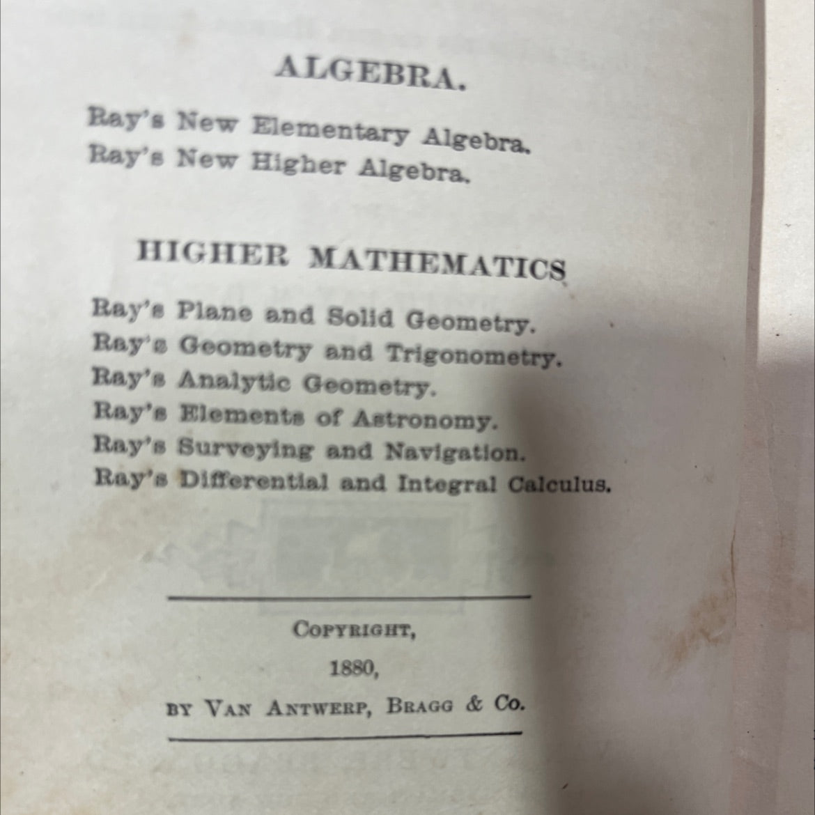ray's new higher arithmetic book, by joseph ray, 1880 Leather, Antique image 3