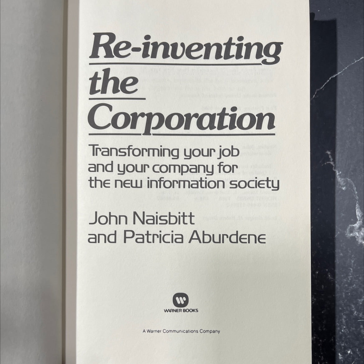 re-inventing the corporation book, by john naisbitt and patricia aburdene, 1985 Hardcover image 2