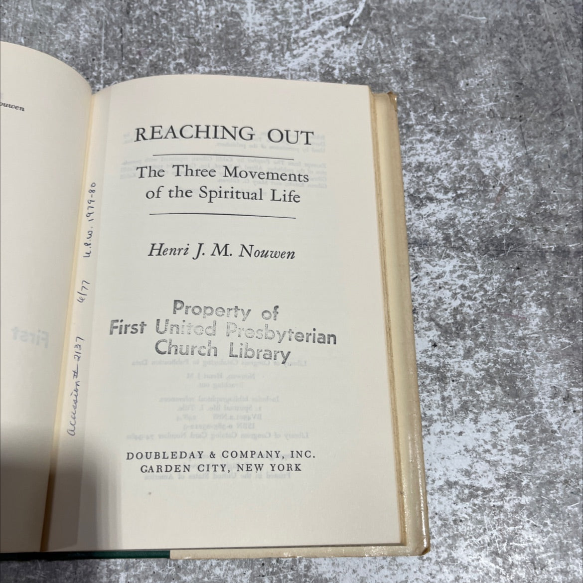 reaching out the three movements of the spiritual life book, by henri j m nouwen, 1975 Hardcover image 2