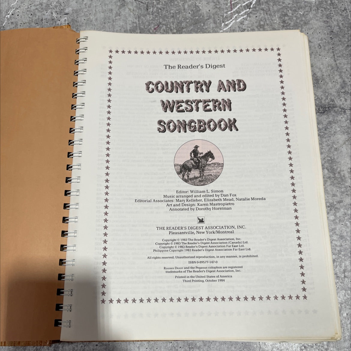 reader's digest country and western songbook book, by william l. simon, 1984 Hardcover image 2