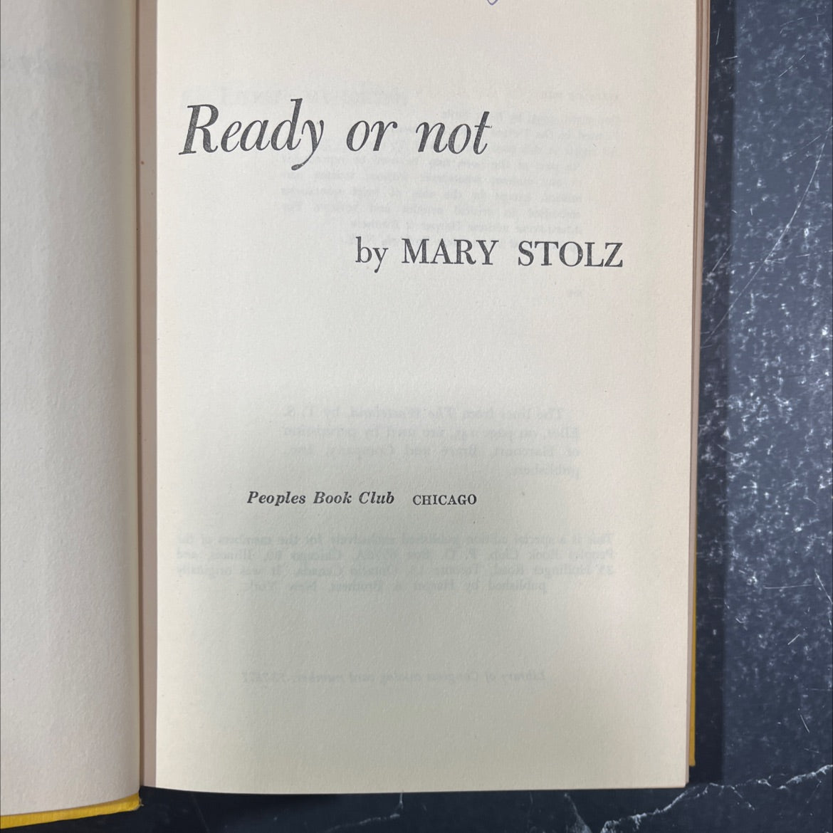 ready or not book, by mary stolz, 1953 Hardcover image 2