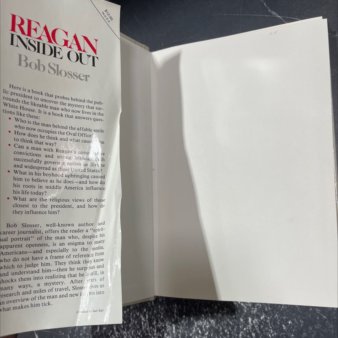 reagan inside out book, by bob slosser, 1984 Hardcover image 4