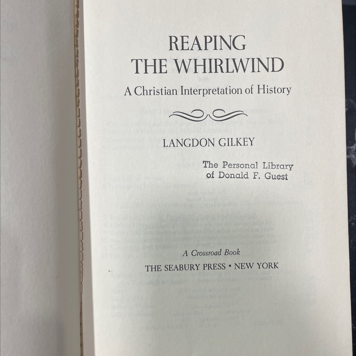 reaping the whirlwind a christian interpretation of history book, by langdon gilkey, 1976 Hardcover image 2
