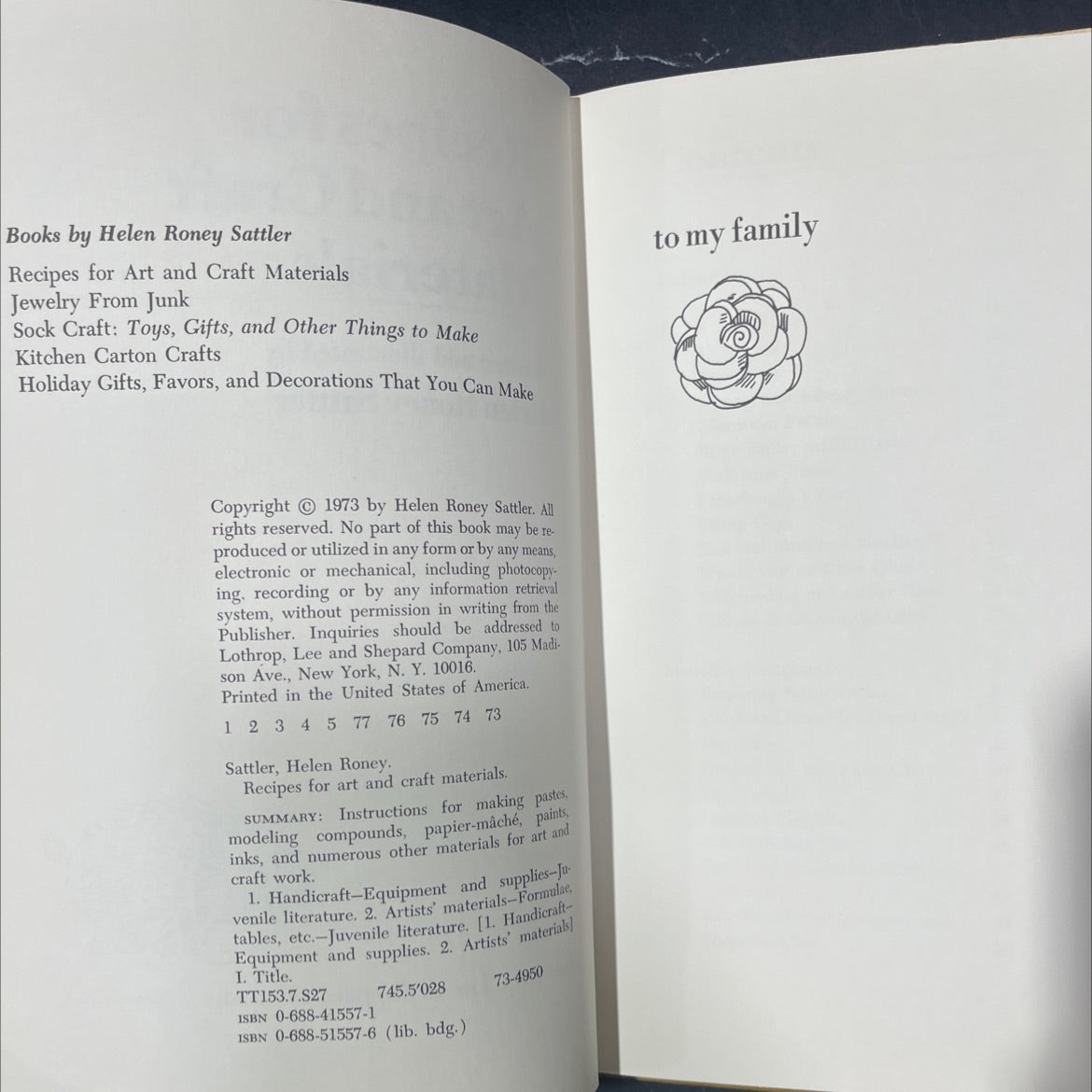 recipes for art and craft materials book, by helen roney sattler, 1973 Hardcover image 3