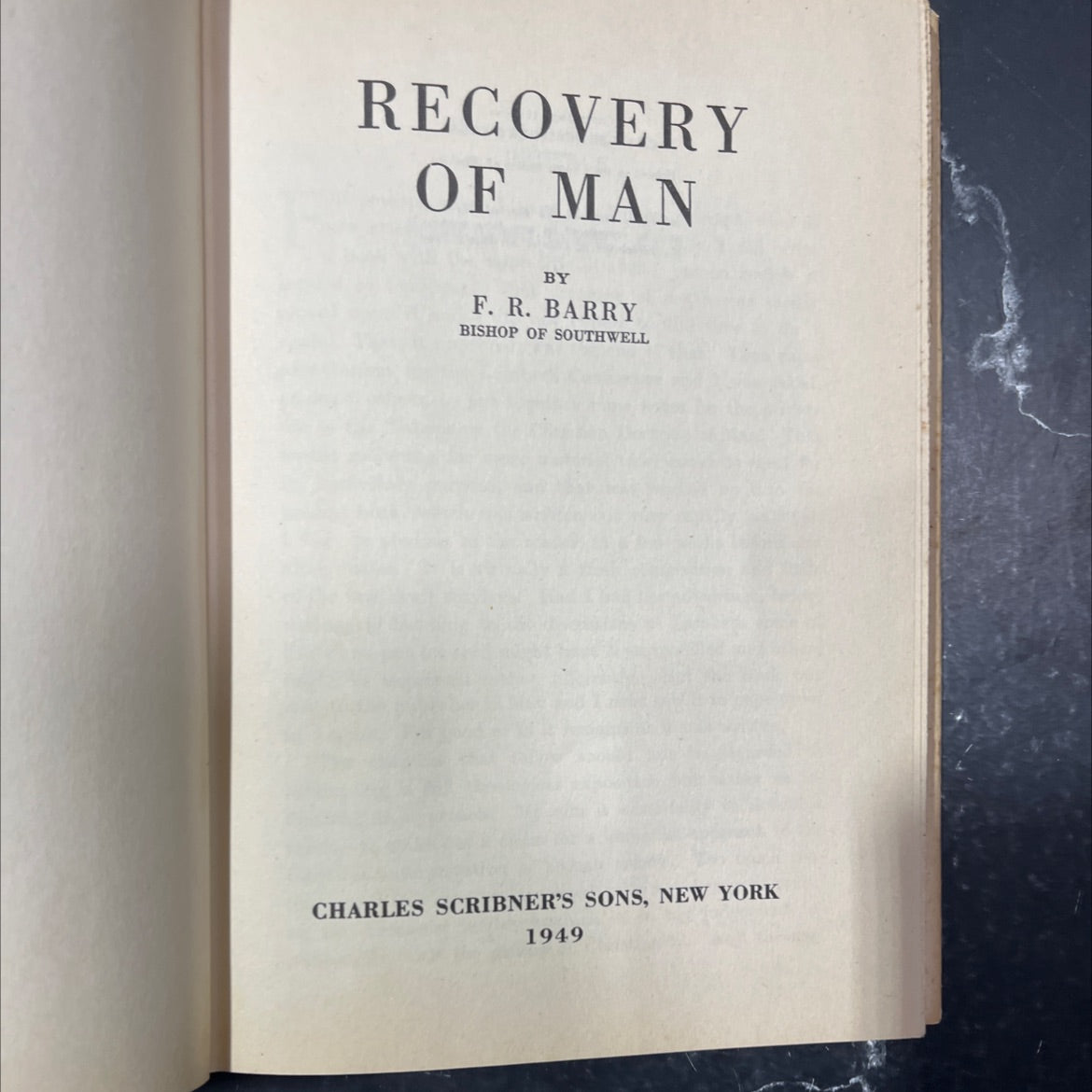 recovery of man book, by f. r. barry, 1949 Hardcover image 3