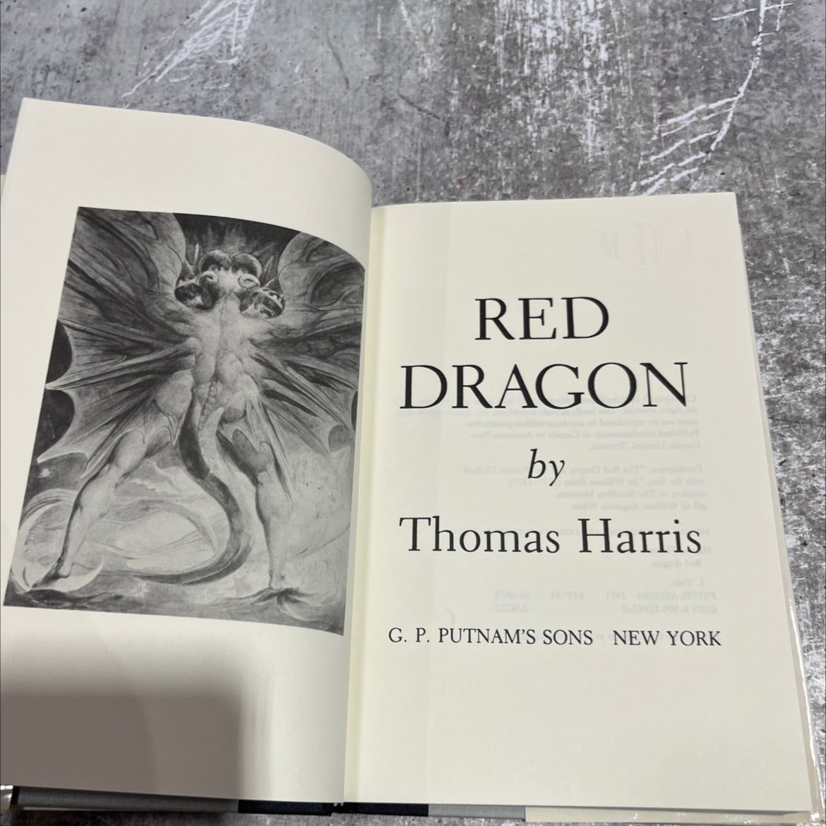red dragon book, by Thomas Harris, 1981 Hardcover image 2