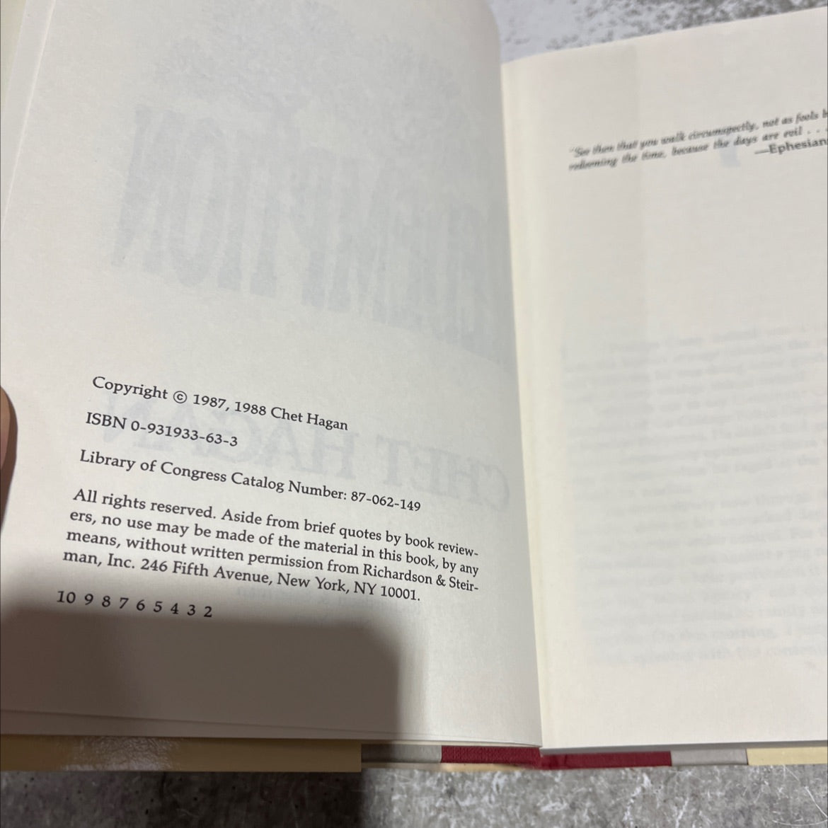 redemption book, by chet hagan, 1988 Hardcover image 3
