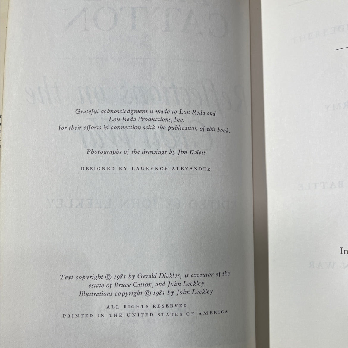 reflections on the civil war book, by bruce catton, 1981 Hardcover image 3