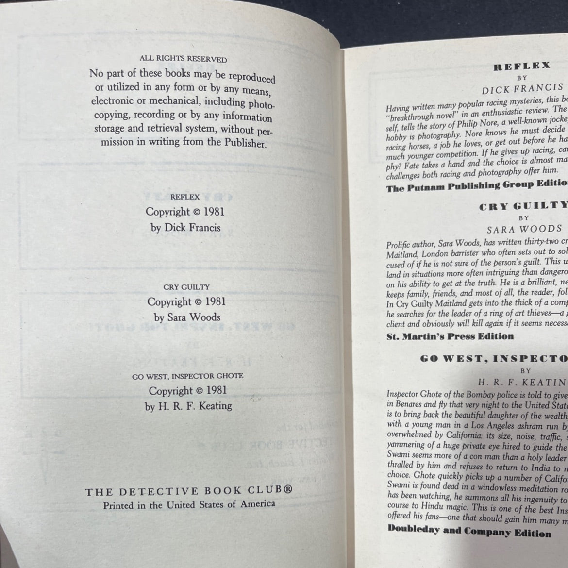 reflex book, by dick francis, 1981 Hardcover image 3