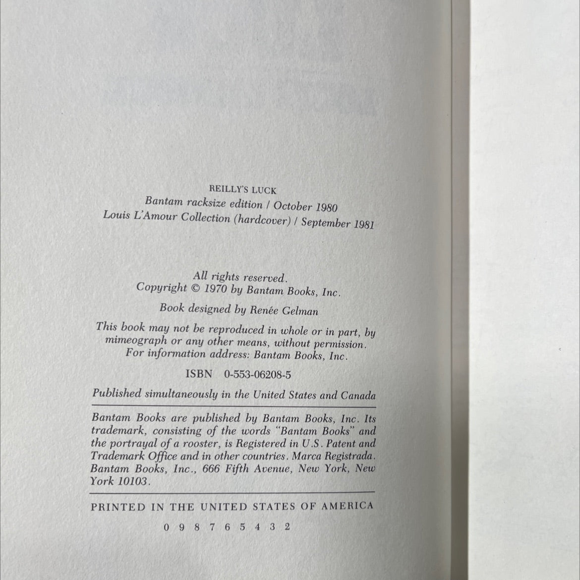 reilly's luck book, by louis l'amour, 1981 Leather image 3