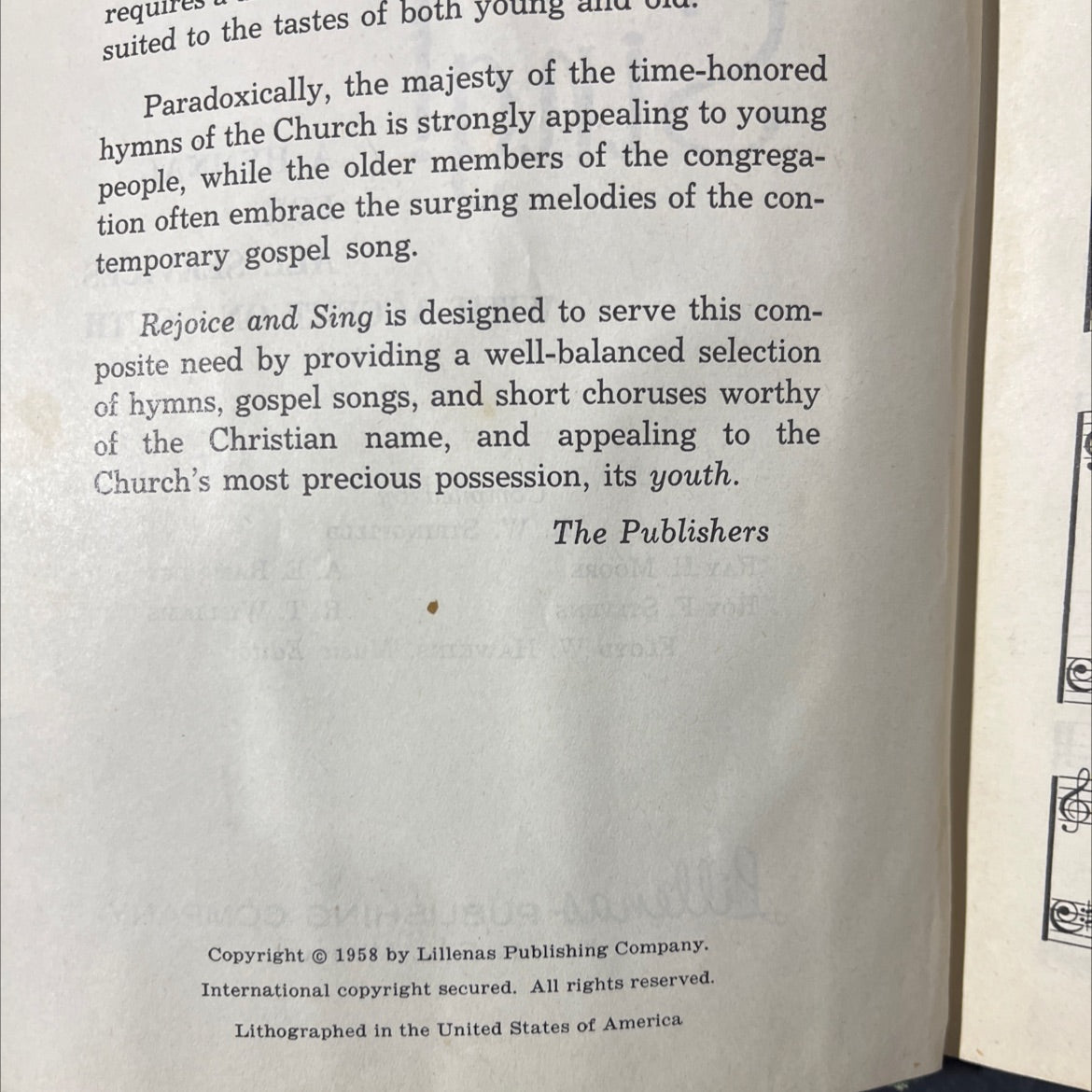 rejoice and sing! a hymnal for all services with accent on youth book, by ray h. moore, 1958 Hardcover image 3