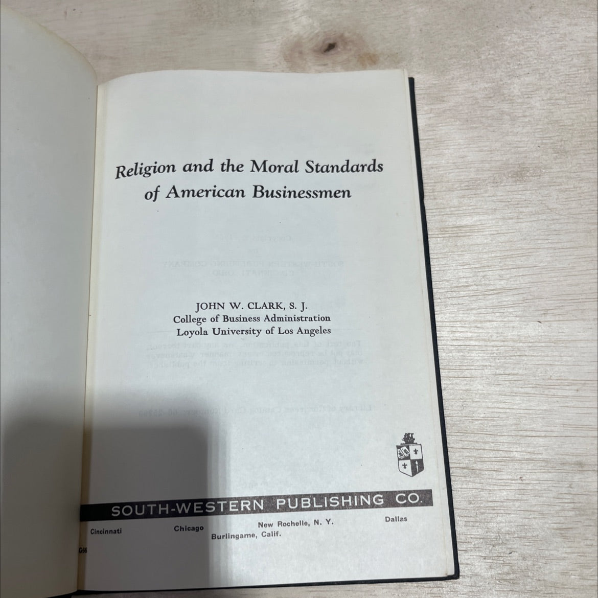 religion and the moral standards of american businessmen book, by john w. clark, s. j., 1966 Hardcover image 2