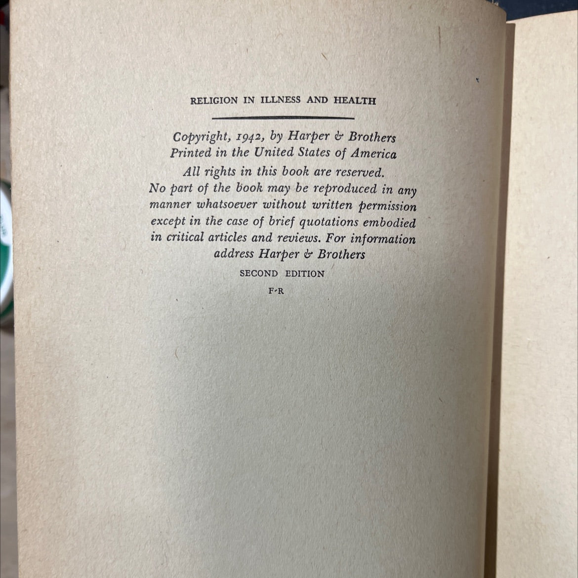 religion in illness and health book, by carroll a. wise, 1942 Hardcover image 3