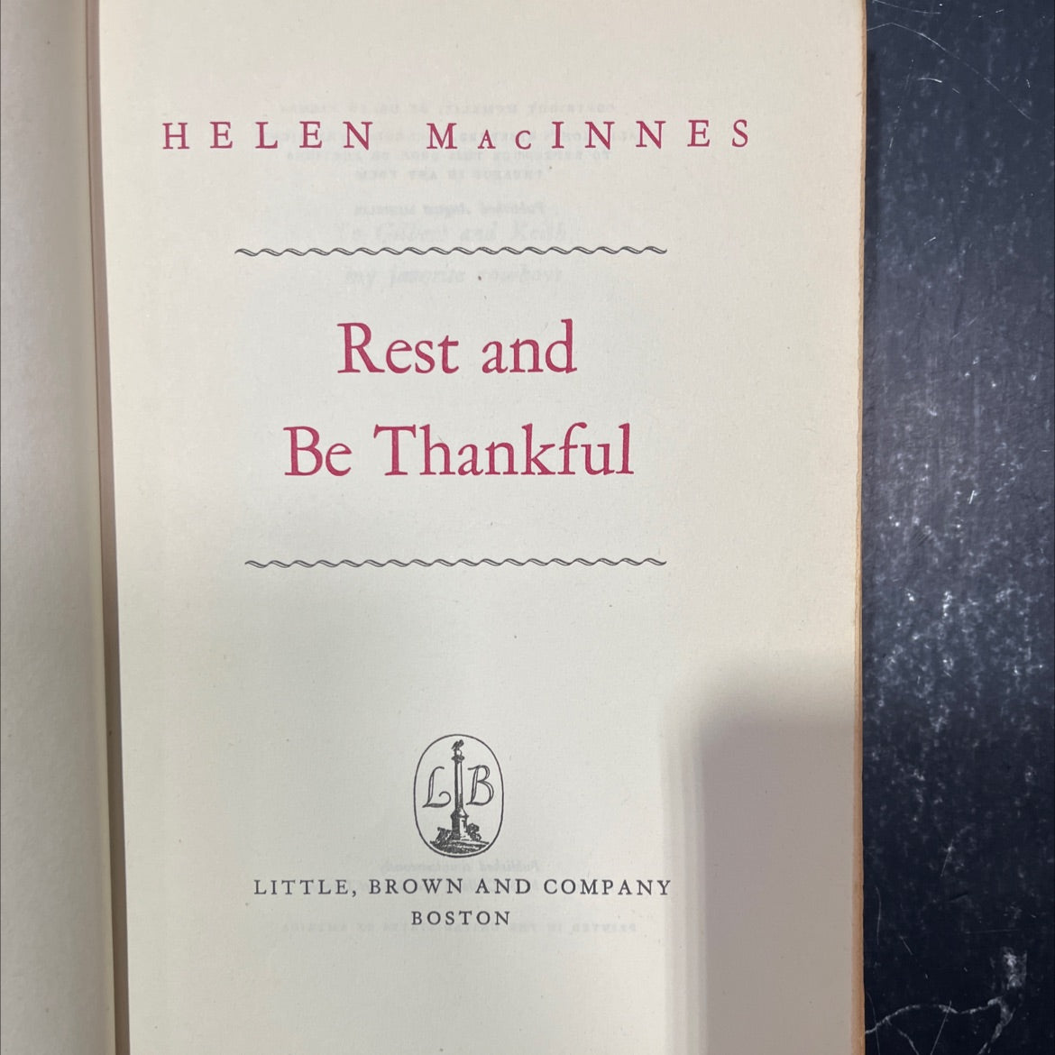 rest and be thankful book, by helen macinnes, 1949 Hardcover image 2