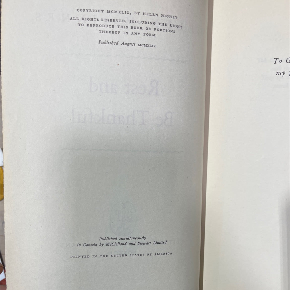 rest and be thankful book, by helen macinnes, 1949 Hardcover image 3